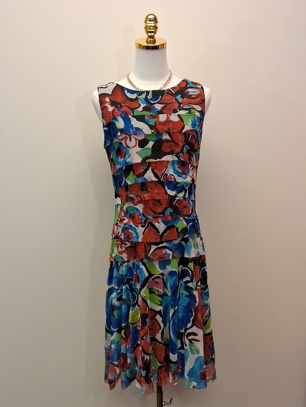 ILE Multicolor Floral Sleeveless Midi Dress Size 8